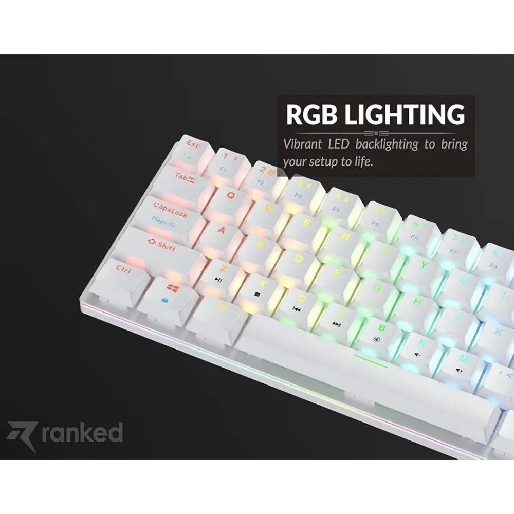 Ranked G65 Guardian 65% White | Full Aluminum Frame | Ultra Slim | Blue Switches